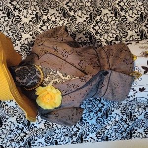 Brown striped floral jacket top by MKM XL(14)